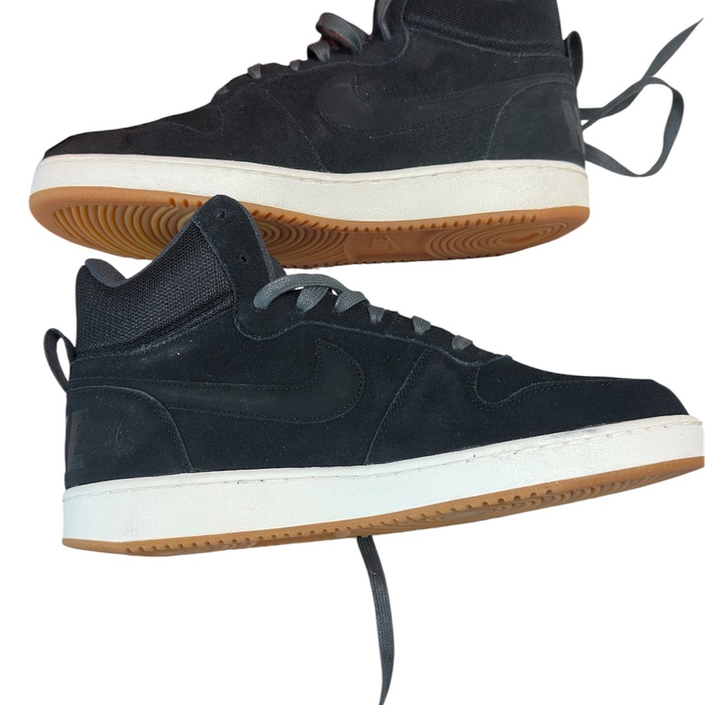 Nike Mens Court Borough Mid Prem Black Suede Basketball Shoes 844884-004 Sz 9.5